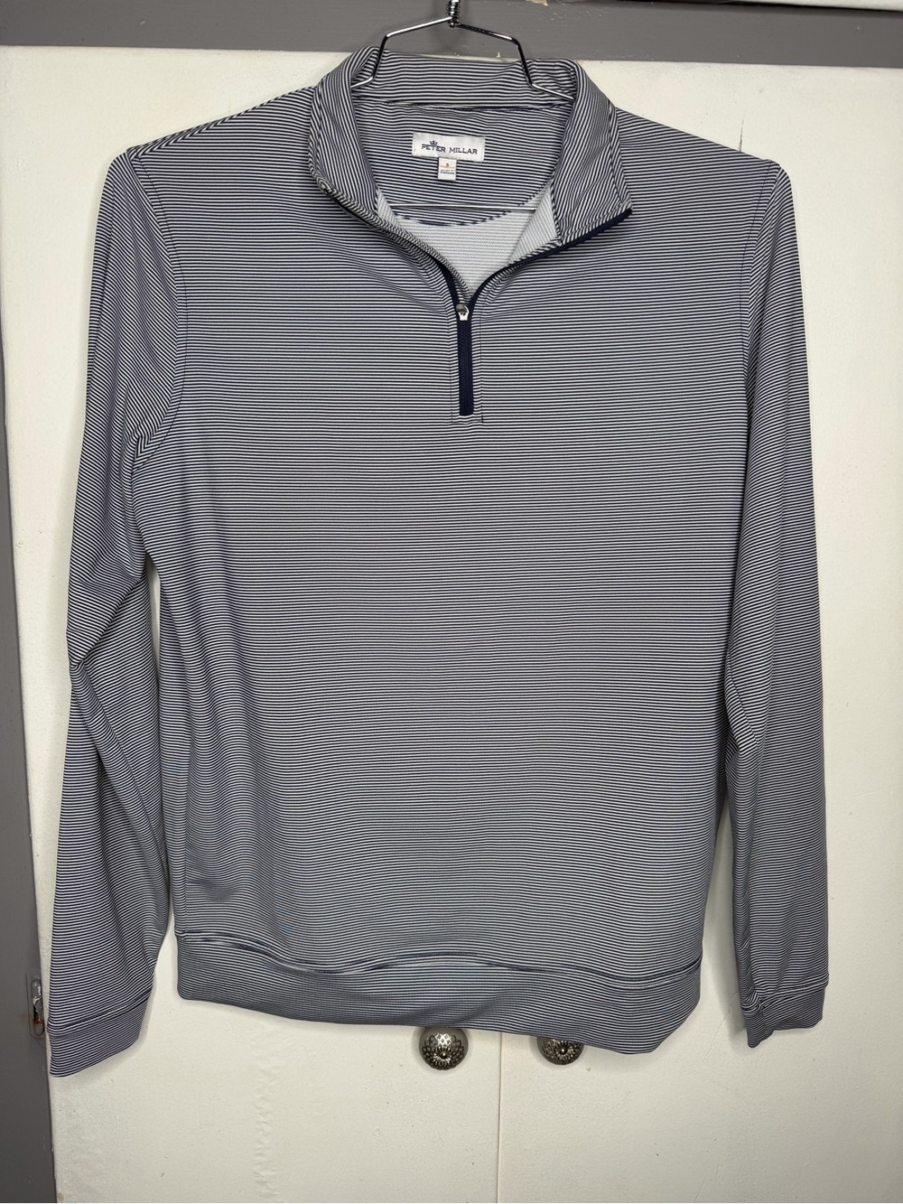 Peter Millar Crown Sport Men’s Perth Sugar Stripe Performance Quarter-Zip Small